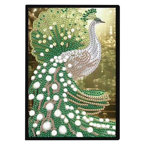 DCIDBEI Notizbuch mit Diamant Malerei Bilder A5 Blank Notizbücher Diamonds Geheimes Tagebuch für Mädchen Skizzenbuch für Erwachsene kreatives Geschenk Diamant Painting Notebook Pfau von DCIDBEI