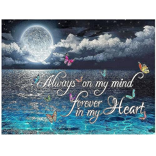 DCIDBEI Square Diamond Painting Mond Landschaft 50x40 cm Diamond Painting Eckige Steine Landschaft Strand Meer Malen nach Zahlen Strand und Meer "Always On My Mind,Forever In My Heart" Klebebilder von DCIDBEI