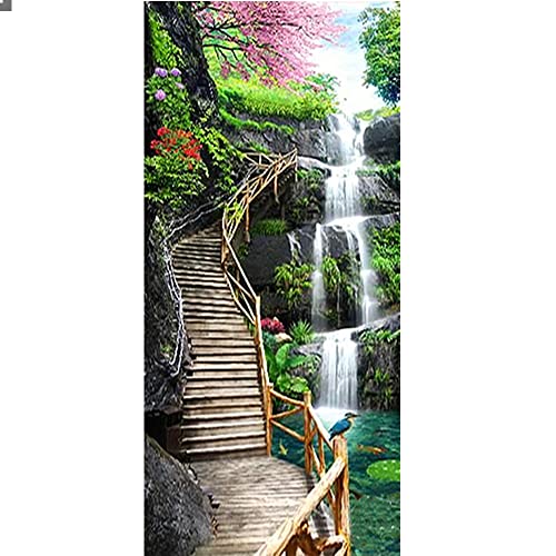 DIY Diamond Painting Landschaften und Natur 50x110 cm (Inner 44x104 cm) Diamond Painting Wasserfall Treppe Diamant Malerei Malen nach Zahlen Stickerei Kits Wand Crystal Art Decor und Eingang Dekor von DCIDBEI
