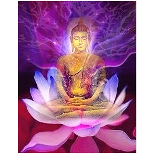 Square DIY 5D Diamond Painting Eckige Steine 40x50cm Lotus Blumen Diamant Painting Bilder Groß Erwachsene Strass Buddha Bild Kunsthandwerk Stickerei Kreuzstich Mosaik Klebebilder Epoxidharz kleber von DCIDBEI