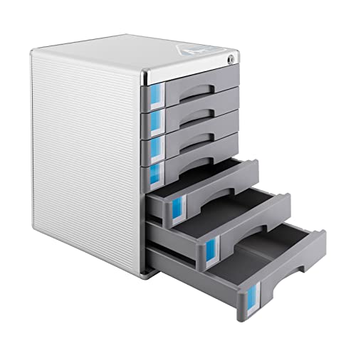 Metall Schubladenbox Abschließbare, 7 Fächer DIN A4 Aluminiumlegierung Dokumenten Aufbewahrungsbox mit Beschriftungsfeldern, Robust Ordnungsbox Dokumentenbox von DCSYOG