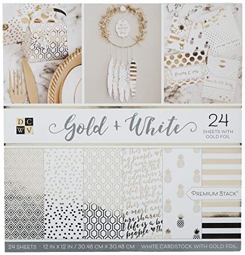 DCWV Karton 30,5 x 30,5 cm, Gold und Weiß von American Crafts