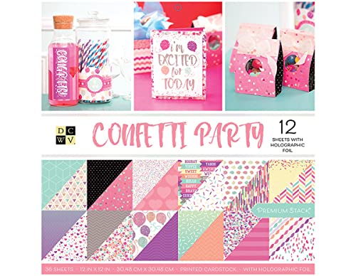 DCWV PS-005-00635 Premium Konfetti-Papierstapel, mehrfarbig, 36 Blatt von DCWV