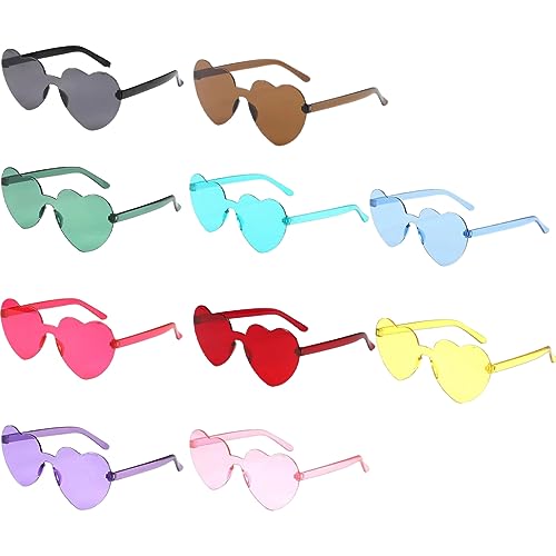 DDKY Herz-Sonnenbrille, Herz-Brille, Retro-Hippie-Herz-Brille, Karneval-Requisiten, Geburtstagsparty für Kinder und Erwachsene, 10 Stück von DDKY