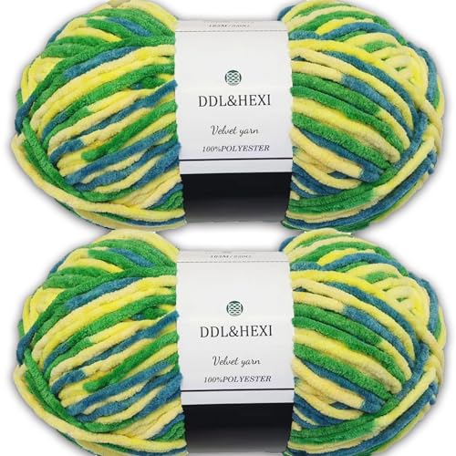 DDL&HEXI Super sperriges Garn, Samt-Chenille-Garn zum Stricken und Häkeln, Amigurumi, Twist Super Bulky (2405), 2 Stück von DDL&HEXI