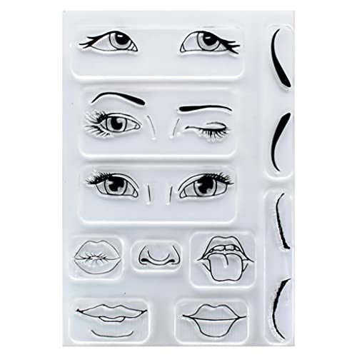 DDOUJOY Gesichtsmerkmale Augen-Nase-Mund-Augenbrauen-Hintergrund, klare Stempel für Kartenherstellung, Dekoration und DIY-Scrapbooking 3021516 von DDOUJOY