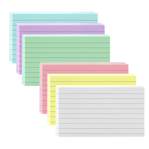 Karteikarten mit 6 Farben Lernkarten Liniert für Vokabeln Lernen, Lernen Formeln, Oder Notizen (300Stück 12.7 x7.6cm mit Metallringen) von DDSHUN