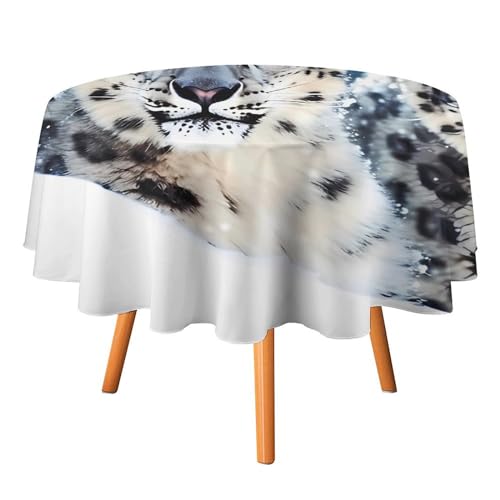 DDTKLSNV Blauäugiger Schneeleopard-Tischdecke, rund, 91,4 x 91,4 cm, wasserdicht, knitterfrei, schmutzabweisend, waschbar, Tischdecke für Picknick, Party, Esszimmer, Heimdekoration DDTKLSNV Blauäugiger Schneeleopard-Tischdecke, rund, 91,4 x 91,4 cm, wasserdicht, knitterfrei, schmutzabweisend, waschbar, Tischdecke für Picknick, Party, Esszimmer, Heimdekoration von DDTKLSNV