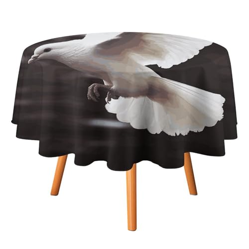 DDTKLSNV Flying Dove Runde Tischdecke, 127 x 127 cm, wasserdicht, knitterfrei, schmutzabweisend, waschbar, Tischdecke für Picknick, Party, Esszimmer, Heimdekoration DDTKLSNV Flying Dove Runde Tischdecke, 127 x 127 cm, wasserdicht, knitterfrei, schmutzabweisend, waschbar, Tischdecke für Picknick, Party, Esszimmer, Heimdekoration von DDTKLSNV