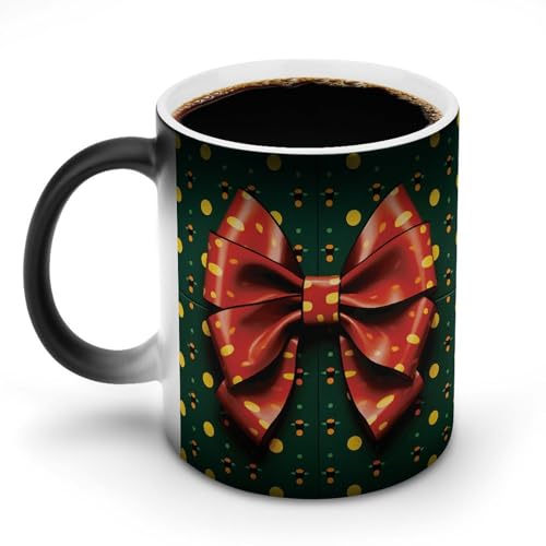 DDTKLSNV Geschenkpapier mit Schleife, Keramik-Kaffeetasse, 325 ml, hitzeempfindlich, magische Kaffeetasse, Farbwechsel, Kaffeetasse, Teetasse für Damen und Herren von DDTKLSNV