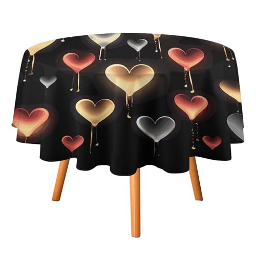 DDTKLSNV Glowing Love Runde Tischdecke, 152,4 x 152,4 cm, wasserdicht, knitterfrei, schmutzabweisend, waschbar, Tischdecke für Picknick, Party, Esszimmer, Heimdekoration DDTKLSNV Glowing Love Runde Tischdecke, 152,4 x 152,4 cm, wasserdicht, knitterfrei, schmutzabweisend, waschbar, Tischdecke für Picknick, Party, Esszimmer, Heimdekoration von DDTKLSNV
