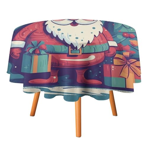 DDTKLSNV Happy Smiling Weihnachtsmann-Tischdecke, rund, 127 x 127 cm, wasserdicht, knitterfrei, schmutzabweisend, waschbar, Tischdecke für Picknick, Party, Esszimmer, Heimdekoration DDTKLSNV Happy Smiling Weihnachtsmann-Tischdecke, rund, 127 x 127 cm, wasserdicht, knitterfrei, schmutzabweisend, waschbar, Tischdecke für Picknick, Party, Esszimmer, Heimdekoration von DDTKLSNV