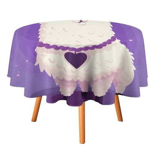 DDTKLSNV Love Alpaka-Tischdecke, rund, 91,4 x 91,4 cm, wasserdicht, knitterfrei, schmutzabweisend, waschbar, Tischdecke für Picknick, Party, Esszimmer, Heimdekoration von DDTKLSNV