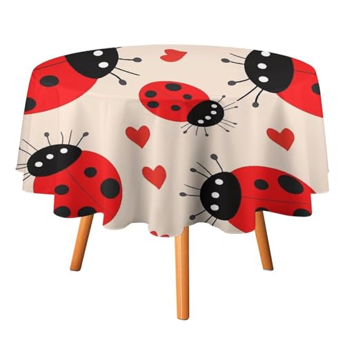 DDTKLSNV Marienkäfer-Tischdecke, rund, 91,4 x 91,4 cm, wasserdicht, knitterfrei, schmutzabweisend, waschbar, Tischdecke für Picknick, Party, Esszimmer, Heimdekoration DDTKLSNV Marienkäfer-Tischdecke, rund, 91,4 x 91,4 cm, wasserdicht, knitterfrei, schmutzabweisend, waschbar, Tischdecke für Picknick, Party, Esszimmer, Heimdekoration von DDTKLSNV