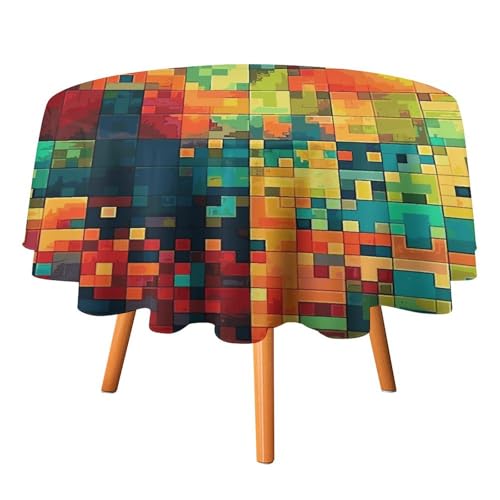 DDTKLSNV Pixel Art Tischdecke, rund, 127 x 127 cm, wasserdicht, knitterfrei, schmutzabweisend, waschbar, Tischdecke für Picknick, Party, Esszimmer, Heimdekoration DDTKLSNV Pixel Art Tischdecke, rund, 127 x 127 cm, wasserdicht, knitterfrei, schmutzabweisend, waschbar, Tischdecke für Picknick, Party, Esszimmer, Heimdekoration von DDTKLSNV