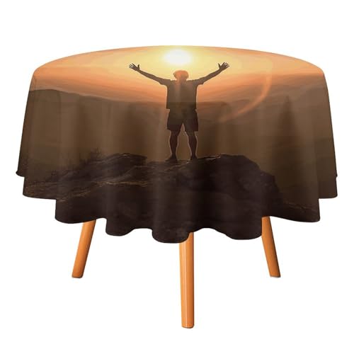 DDTKLSNV Runde Tischdecke "Man hebt seine Arme", 178 x 177,8 cm, wasserdicht, knitterfrei, schmutzabweisend, waschbar, Tischdecke für Picknick, Party, Esszimmer, Heimdekoration DDTKLSNV Runde Tischdecke "Man hebt seine Arme", 178 x 177,8 cm, wasserdicht, knitterfrei, schmutzabweisend, waschbar, Tischdecke für Picknick, Party, Esszimmer, Heimdekoration von DDTKLSNV