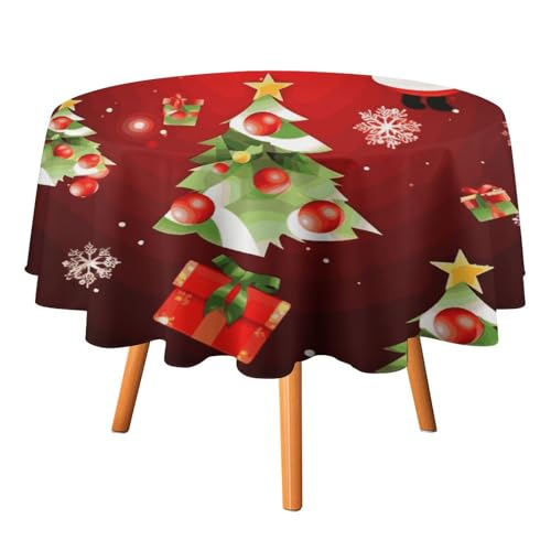 DDTKLSNV Runde Tischdecke "Merry Christmas", 127 x 127 cm, wasserdicht, knitterfrei, schmutzabweisend, waschbar, Tischdecke für Picknick, Party, Esszimmer, Heimdekoration DDTKLSNV Runde Tischdecke "Merry Christmas", 127 x 127 cm, wasserdicht, knitterfrei, schmutzabweisend, waschbar, Tischdecke für Picknick, Party, Esszimmer, Heimdekoration von DDTKLSNV