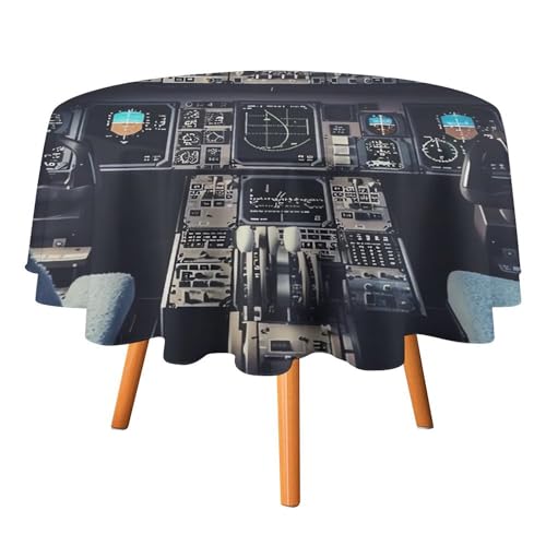 DDTKLSNV Runde Tischdecke im Flugzeug-Cockpit, 127 x 127 cm, wasserdicht, knitterfrei, schmutzabweisend, waschbar, Tischdecke für Picknick, Party, Esszimmer, Heimdekoration DDTKLSNV Runde Tischdecke im Flugzeug-Cockpit, 127 x 127 cm, wasserdicht, knitterfrei, schmutzabweisend, waschbar, Tischdecke für Picknick, Party, Esszimmer, Heimdekoration von DDTKLSNV