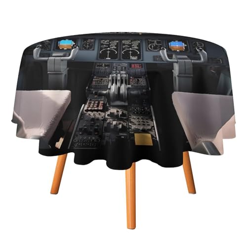 DDTKLSNV Runde Tischdecke im Flugzeug-Cockpit, 178 x 177,8 cm, wasserdicht, knitterfrei, schmutzabweisend, waschbar, Tischdecke für Picknick, Party, Esszimmer, Heimdekoration DDTKLSNV Runde Tischdecke im Flugzeug-Cockpit, 178 x 177,8 cm, wasserdicht, knitterfrei, schmutzabweisend, waschbar, Tischdecke für Picknick, Party, Esszimmer, Heimdekoration von DDTKLSNV
