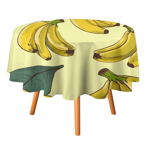 DDTKLSNV Runde Tischdecke mit Bananen-Druck, 152,4 x 152,4 cm, wasserdicht, knitterfrei, schmutzabweisend, waschbar, Tischdecke für Picknick, Party, Esszimmer, Heimdekoration DDTKLSNV Runde Tischdecke mit Bananen-Druck, 152,4 x 152,4 cm, wasserdicht, knitterfrei, schmutzabweisend, waschbar, Tischdecke für Picknick, Party, Esszimmer, Heimdekoration von DDTKLSNV