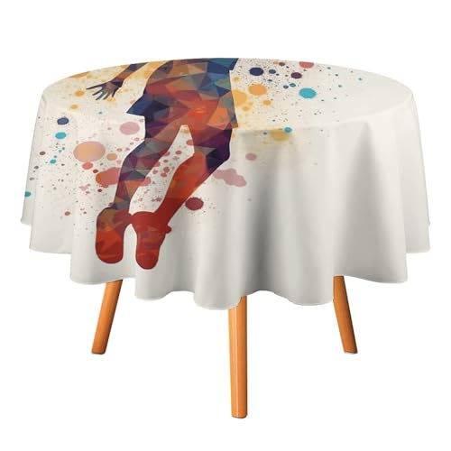DDTKLSNV Runde Tischdecke mit Basketball-Muster, 127 x 127 cm, wasserdicht, knitterfrei, schmutzabweisend, waschbar, Tischdecke für Picknick, Party, Esszimmer, Heimdekoration DDTKLSNV Runde Tischdecke mit Basketball-Muster, 127 x 127 cm, wasserdicht, knitterfrei, schmutzabweisend, waschbar, Tischdecke für Picknick, Party, Esszimmer, Heimdekoration von DDTKLSNV