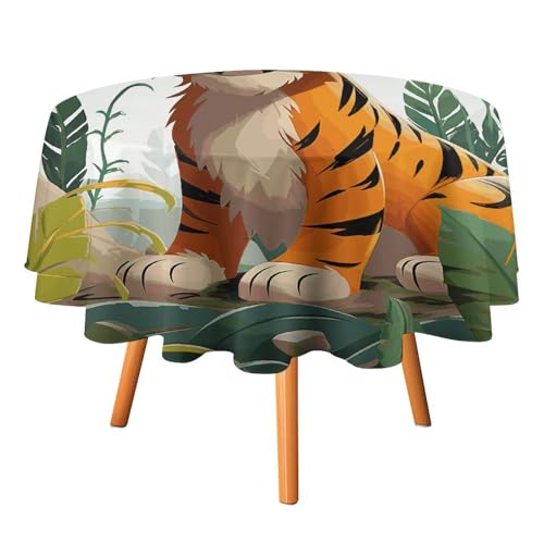 DDTKLSNV Runde Tischdecke mit Cartoon-Tiger-Motiv, 91,4 x 91,4 cm, wasserdicht, knitterfrei, schmutzabweisend, waschbar, Tischdecke für Picknick, Party, Esszimmer, Heimdekoration DDTKLSNV Runde Tischdecke mit Cartoon-Tiger-Motiv, 91,4 x 91,4 cm, wasserdicht, knitterfrei, schmutzabweisend, waschbar, Tischdecke für Picknick, Party, Esszimmer, Heimdekoration von DDTKLSNV