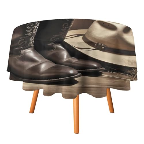DDTKLSNV Runde Tischdecke mit Cowboyhut, Westernstiefel, 177,8 x 177,8 cm, wasserdicht, knitterfrei, schmutzabweisend, waschbar, Tischdecke für Picknick, Party, Esszimmer, Heimdekoration DDTKLSNV Runde Tischdecke mit Cowboyhut, Westernstiefel, 177,8 x 177,8 cm, wasserdicht, knitterfrei, schmutzabweisend, waschbar, Tischdecke für Picknick, Party, Esszimmer, Heimdekoration von DDTKLSNV