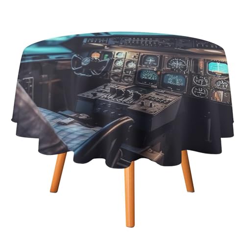 DDTKLSNV Runde Tischdecke mit Flugzeug, 127 x 127 cm, wasserdicht, knitterfrei, schmutzabweisend, waschbar, Tischdecke für Picknick, Party, Esszimmer, Heimdekoration DDTKLSNV Runde Tischdecke mit Flugzeug, 127 x 127 cm, wasserdicht, knitterfrei, schmutzabweisend, waschbar, Tischdecke für Picknick, Party, Esszimmer, Heimdekoration von DDTKLSNV