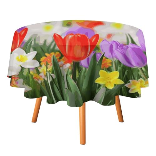 DDTKLSNV Runde Tischdecke mit Frühlingsblumen, 178 x 177,8 cm, wasserdicht, knitterfrei, schmutzabweisend, waschbar, Tischdecke für Picknick, Party, Esszimmer, Heimdekoration DDTKLSNV Runde Tischdecke mit Frühlingsblumen, 178 x 177,8 cm, wasserdicht, knitterfrei, schmutzabweisend, waschbar, Tischdecke für Picknick, Party, Esszimmer, Heimdekoration von DDTKLSNV