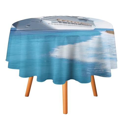 DDTKLSNV Runde Tischdecke mit Meeres-Kreuzfahrtschiff, 127 x 127 cm, wasserdicht, knitterfrei, schmutzabweisend, waschbar, Tischdecke für Picknick, Party, Esszimmer, Heimdekoration DDTKLSNV Runde Tischdecke mit Meeres-Kreuzfahrtschiff, 127 x 127 cm, wasserdicht, knitterfrei, schmutzabweisend, waschbar, Tischdecke für Picknick, Party, Esszimmer, Heimdekoration von DDTKLSNV