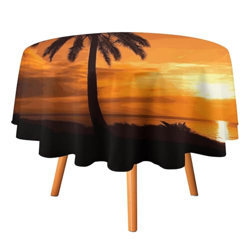 DDTKLSNV Runde Tischdecke mit Palmen-Sonnenuntergang, 178 x 177,8 cm, wasserdicht, knitterfrei, schmutzabweisend, waschbar, Tischdecke für Picknick, Party, Esszimmer, Heimdekoration DDTKLSNV Runde Tischdecke mit Palmen-Sonnenuntergang, 178 x 177,8 cm, wasserdicht, knitterfrei, schmutzabweisend, waschbar, Tischdecke für Picknick, Party, Esszimmer, Heimdekoration von DDTKLSNV