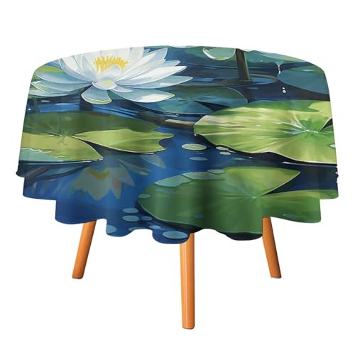 DDTKLSNV Runde Tischdecke mit Wasserlilien-Motiv, 152,4 x 152,4 cm, wasserdicht, knitterfrei, schmutzabweisend, waschbar, Tischdecke für Picknick, Party, Esszimmer, Heimdekoration DDTKLSNV Runde Tischdecke mit Wasserlilien-Motiv, 152,4 x 152,4 cm, wasserdicht, knitterfrei, schmutzabweisend, waschbar, Tischdecke für Picknick, Party, Esszimmer, Heimdekoration von DDTKLSNV