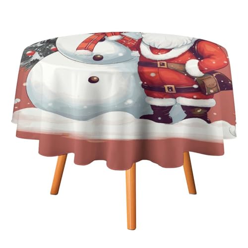 DDTKLSNV Runde Tischdecke mit Weihnachtsmann, Schneemann, 178 x 177,8 cm, wasserdicht, knitterfrei, schmutzabweisend, waschbar, Tischdecke für Picknick, Party, Esszimmer, Heimdekoration DDTKLSNV Runde Tischdecke mit Weihnachtsmann, Schneemann, 178 x 177,8 cm, wasserdicht, knitterfrei, schmutzabweisend, waschbar, Tischdecke für Picknick, Party, Esszimmer, Heimdekoration von DDTKLSNV