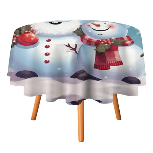 DDTKLSNV Runde Tischdecke mit Weihnachtsmann und Schneemann, 152,4 x 152,4 cm, wasserdicht, knitterfrei, schmutzabweisend, waschbar, Tischdecke für Picknick, Party, Esszimmer, Heimdekoration DDTKLSNV Runde Tischdecke mit Weihnachtsmann und Schneemann, 152,4 x 152,4 cm, wasserdicht, knitterfrei, schmutzabweisend, waschbar, Tischdecke für Picknick, Party, Esszimmer, Heimdekoration von DDTKLSNV