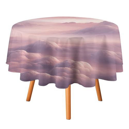 DDTKLSNV Runde Tischdecke mit Wolken, 127 x 127 cm, wasserdicht, knitterfrei, schmutzabweisend, waschbar, Tischdecke für Picknick, Party, Esszimmer, Heimdekoration von DDTKLSNV