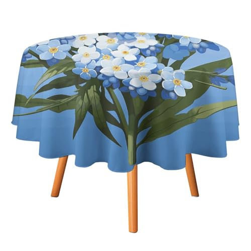 DDTKLSNV Runde Tischdecke mit der Aufschrift "Do Not Forget Me", wasserdicht, knitterfrei, schmutzabweisend, waschbar, Tischdecke für Picknick, Party, Esszimmer, Heimdekoration, 152,4 x 152,4 cm von DDTKLSNV