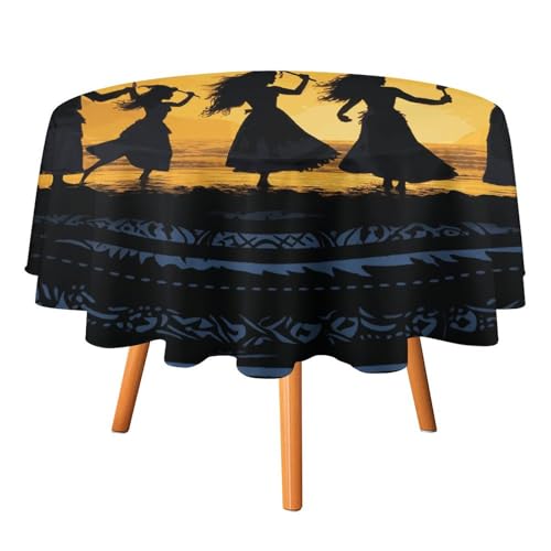 DDTKLSNV Runde Tischdecke mit fünf Silhouetten des hawaiianischen Tanzes, 152,4 x 152,4 cm, wasserdicht, knitterfrei, schmutzabweisend, waschbar, Tischdecke für Picknick, Party, Esszimmer DDTKLSNV Runde Tischdecke mit fünf Silhouetten des hawaiianischen Tanzes, 152,4 x 152,4 cm, wasserdicht, knitterfrei, schmutzabweisend, waschbar, Tischdecke für Picknick, Party, Esszimmer von DDTKLSNV