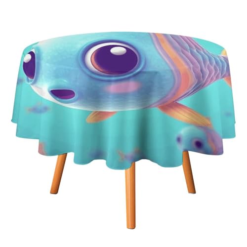 DDTKLSNV Runde Tischdecke mit niedlichem Fisch, 91,4 x 91,4 cm, wasserdicht, knitterfrei, schmutzabweisend, waschbar, Tischdecke für Picknick, Party, Esszimmer, Heimdekoration DDTKLSNV Runde Tischdecke mit niedlichem Fisch, 91,4 x 91,4 cm, wasserdicht, knitterfrei, schmutzabweisend, waschbar, Tischdecke für Picknick, Party, Esszimmer, Heimdekoration von DDTKLSNV