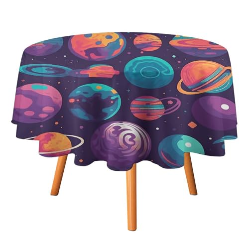 DDTKLSNV Runde Tischdecke mit verschiedenen Planeten, 91,4 x 91,4 cm, wasserdicht, knitterfrei, schmutzabweisend, waschbar, Tischdecke für Picknick, Party, Esszimmer, Heimdekoration DDTKLSNV Runde Tischdecke mit verschiedenen Planeten, 91,4 x 91,4 cm, wasserdicht, knitterfrei, schmutzabweisend, waschbar, Tischdecke für Picknick, Party, Esszimmer, Heimdekoration von DDTKLSNV