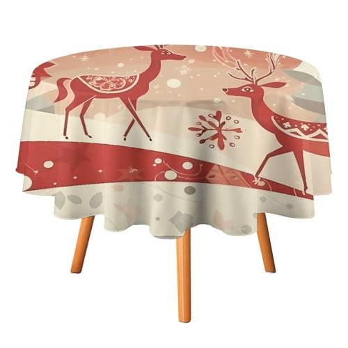 DDTKLSNV Runde Weihnachtstischdecke mit Rentier-Motiv, 178 x 177,8 cm, wasserdicht, knitterfrei, schmutzabweisend, waschbar, Tischdecke für Picknick, Party, Esszimmer, Heimdekoration DDTKLSNV Runde Weihnachtstischdecke mit Rentier-Motiv, 178 x 177,8 cm, wasserdicht, knitterfrei, schmutzabweisend, waschbar, Tischdecke für Picknick, Party, Esszimmer, Heimdekoration von DDTKLSNV