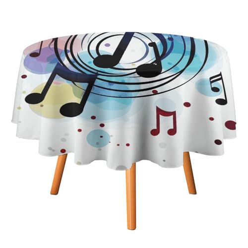 Runde Tischdecke mit Musiknoten, gepunktet, 178 x 177,8 cm, wasserdicht, knitterfrei, schmutzabweisend, waschbar, Tischdecke für Picknick, Party, Esszimmer, Heimdekoration Runde Tischdecke mit Musiknoten, gepunktet, 178 x 177,8 cm, wasserdicht, knitterfrei, schmutzabweisend, waschbar, Tischdecke für Picknick, Party, Esszimmer, Heimdekoration von DDTKLSNV