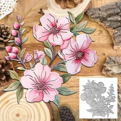 Metall-Stanzformen, Motiv: Blumen, Blätter, Äste, Pfirsichblüten, Grußkarten, Schneeflocken, Blumen, Blätter, Stanzformen, Schablonen, DIY, Scrapbooking, dekorative Prägung, Papier, Scrapbooking von DDeehs