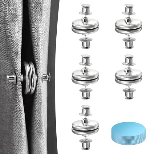 DEANKEJI 10 Stück Magnete für Vorhänge, 20 mm Vorhang Magnet, Runde mit Aufkleber Rostfrei Gardinen Zubehör, Silber, für Schlafzimmer, Wohnzimmer, Esszimmer, Badezimmer, Büro von DEANKEJI