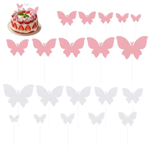DEANKEJI 100 Stück Tortendeko Schmetterling, Papier Tortendeko Hochzeit, Weiß und Rosa Schmetterlinge Deko, mit Stäbchen und Klebepunkten, für Dekorieren von Geburtstags, Party, Hochzeitstorten DEANKEJI 100 Stück Tortendeko Schmetterling, Papier Tortendeko Hochzeit, Weiß und Rosa Schmetterlinge Deko, mit Stäbchen und Klebepunkten, für Dekorieren von Geburtstags, Party, Hochzeitstorten von DEANKEJI