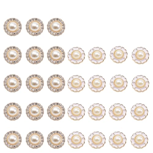 DEANKEJI 30-Stück Knöpfe für Strickjacke-Set, 18 mm Perlen-Strassknöpfe, Runde Strass-Perlenknöpfe, 2 Varianten Retro-Kunstperlenknöpfe, für Haushalt, Boutiquen & Bastelbedarf DEANKEJI 30-Stück Knöpfe für Strickjacke-Set, 18 mm Perlen-Strassknöpfe, Runde Strass-Perlenknöpfe, 2 Varianten Retro-Kunstperlenknöpfe, für Haushalt, Boutiquen & Bastelbedarf von DEANKEJI