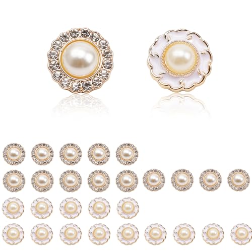 DEANKEJI 30-Stück Knöpfe für Strickjacke-Set, 21 mm Retro-Kunstperlenknöpfe, Runde Strass-Perlenknöpfe, 2 Varianten Perlen-Strassknöpfe, für Haushalt, Boutiquen & Bastelbedarf DEANKEJI 30-Stück Knöpfe für Strickjacke-Set, 21 mm Retro-Kunstperlenknöpfe, Runde Strass-Perlenknöpfe, 2 Varianten Perlen-Strassknöpfe, für Haushalt, Boutiquen & Bastelbedarf von DEANKEJI