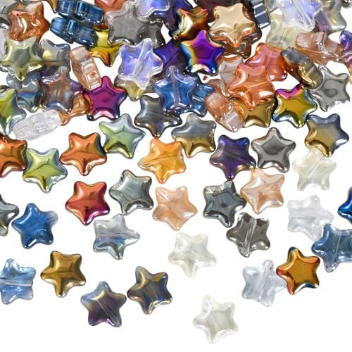 100 Stück Bunte Sternform Perlen, 8 mm Sternform Perlen für Armbänder, Perlen Sterne aus Glas, Stern Perlen Set Einfach zu Basteln, Sternform Farben Perlen für DIY Armbänder Halskette Ohrring Schmuck 100 Stück Bunte Sternform Perlen, 8 mm Sternform Perlen für Armbänder, Perlen Sterne aus Glas, Stern Perlen Set Einfach zu Basteln, Sternform Farben Perlen für DIY Armbänder Halskette Ohrring Schmuck von DEARBAG