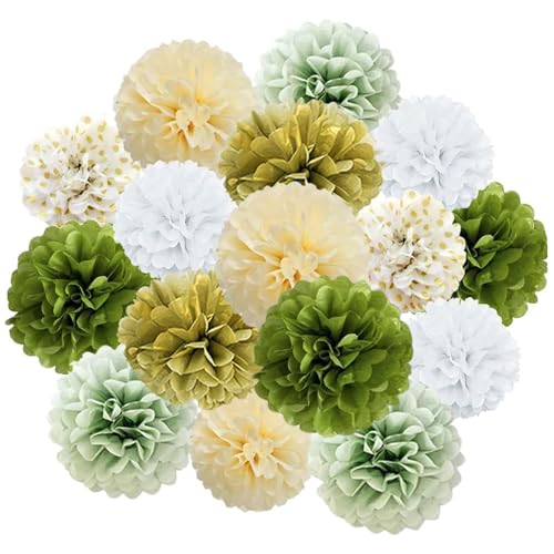 16 Stück Seidenpapier Pompoms, Pom Poms aus Seidenpapier, Party Dekoration Pompons Einfach Zusammenzubauen, Hochzeit Pompons Deko für Hochzeit, Babyparty, Abschlussball, Geburtstag, Gartenparty 16 Stück Seidenpapier Pompoms, Pom Poms aus Seidenpapier, Party Dekoration Pompons Einfach Zusammenzubauen, Hochzeit Pompons Deko für Hochzeit, Babyparty, Abschlussball, Geburtstag, Gartenparty von DEARBAG