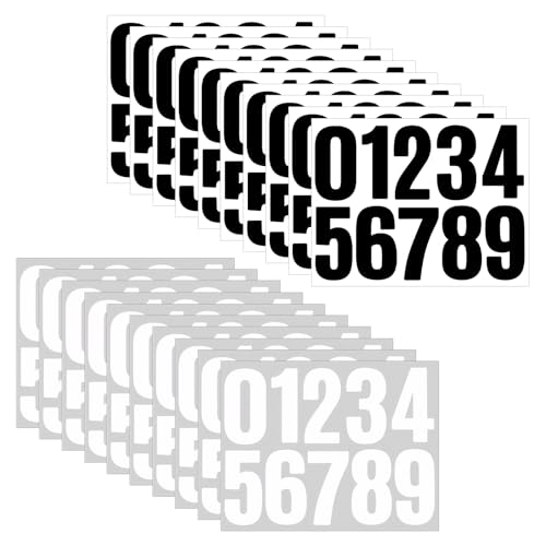 20 Digitale Aufkleber, 10 Schwarze und 10 Weiße, Wetterfeste Digitale Aufkleber, Nummern 0-9, Selbstklebende Aufkleber, Number-Logo, Geeignet für Die Beschriftung von Mailbox, Hausnummer von DEARBAG