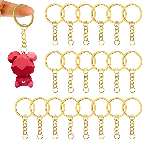 20 Stück Schlüsselanhänger Ring, Metall Schlüsselring mit Kette Schlüsselanhänger mit Spaltringe, Schlüssel Ringe Kette, für Schlüssel Handwerk DIY, Schmuckherstellung, Rostfreies Metall (Gold) von DEARBAG